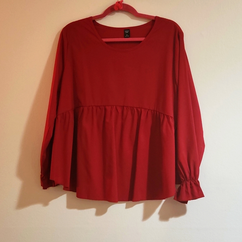 Shein Red Long Sleeve Top 0X